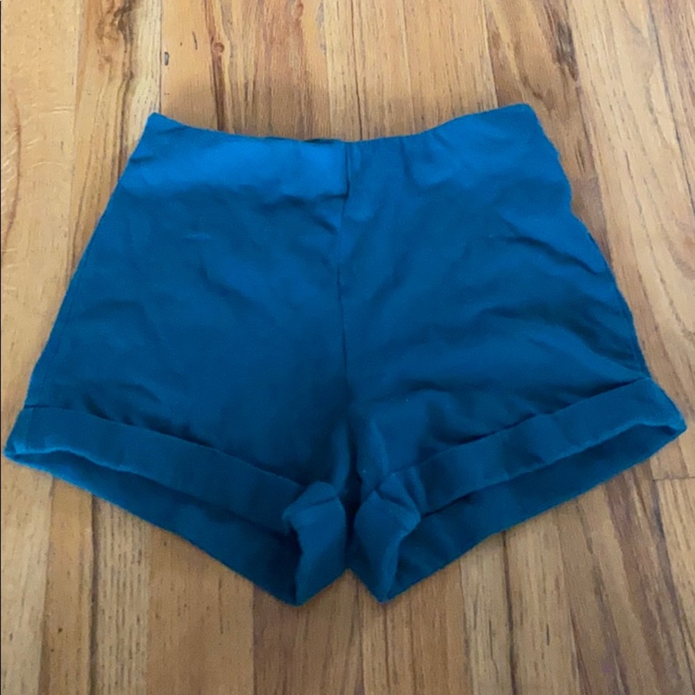 Blue stretchy high waisted shorts forever21